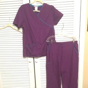 Purple size S scrub set with pull string pants